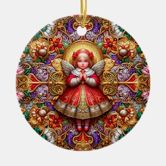 KERSTMIS ~ Engel 19e eeuw ~ Keramisch Ornament (Voorkant)