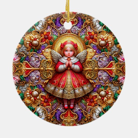 KERSTMIS ~ Engel 19e eeuw ~ Keramisch Ornament (Achterkant)