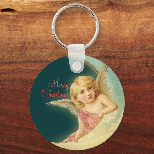 Kerstmis  Engel CC0254 Button Sleutelhanger (Voorkant)