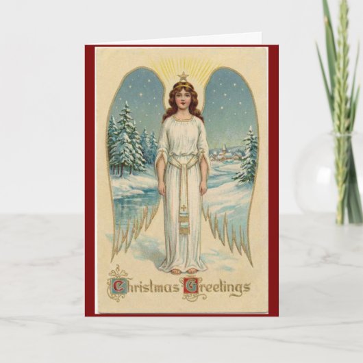 Kerstmis engel kerstkaart vintage kaart (Voorkant)