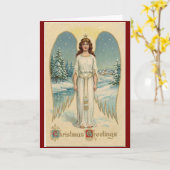 Kerstmis engel kerstkaart vintage kaart (Gele Bloem)