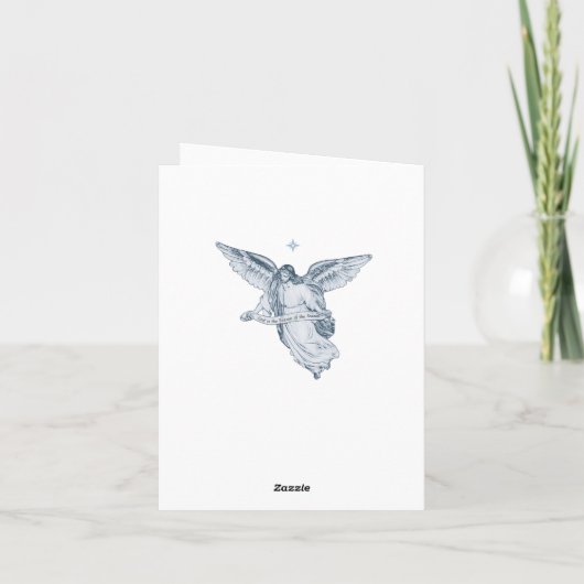 Kerstmis Engel met bericht op lichtblauw Notitiekaartje (Achterkant)