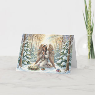 Kerstmis Engel van de Native American die bidt voo Feestdagen Kaart