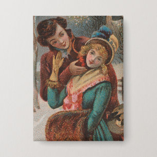 Kerstmis, Engeland-Vintage Victoriaanse tijdperk a Button