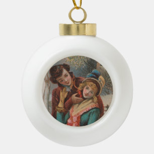 Kerstmis, Engeland-Vintage Victoriaanse tijdperk a Keramische Bal Ornament