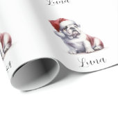 Kerstmis Engels Bull Dog Santa Hat Cadeaupapier (Rol Hoek)