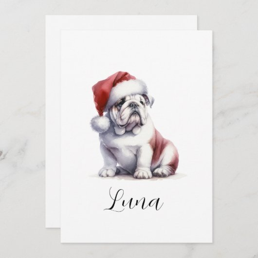 Kerstmis Engels Bull Dog Santa Hat Feestdagenkaart (Voorkant / Achterkant)