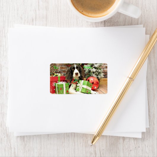 Kerstmis - Engels Springer Spaniel - Kinzie Etiket (Insitu)