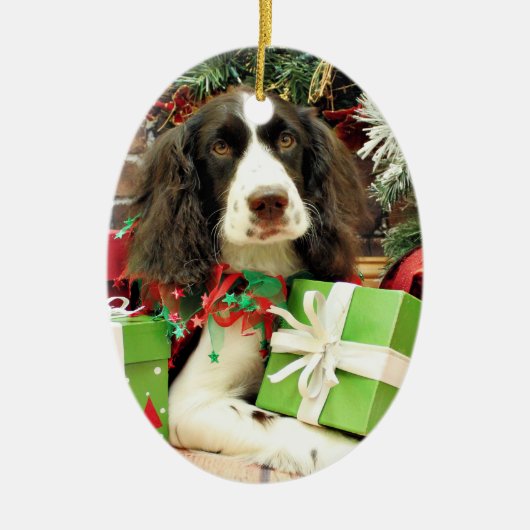 Kerstmis - Engels Springer Spaniel - Kinzie Keramisch Ornament (Voorkant)