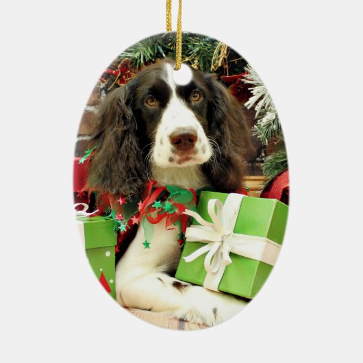 Kerstmis - Engels Springer Spaniel - Kinzie Keramisch Ornament (Achterkant)