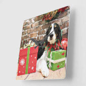 Kerstmis - Engels Springer Spaniel - Mac Vierkante Klok (Hoek)