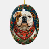 Kerstmis Engelse Bulldog hond Keramisch Ornament (Voorkant)