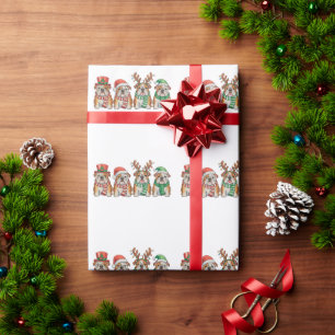 Kerstmis Engelse Bulldog Hond Kerstman Hoed Rendie Cadeaupapier