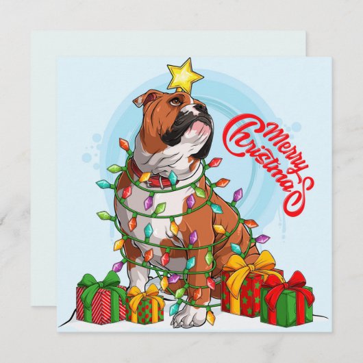 Kerstmis Engelse Bulldog Kerstkaart (Voorkant / Achterkant)
