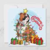 Kerstmis Engelse Bulldog Kerstkaart (Voorkant)