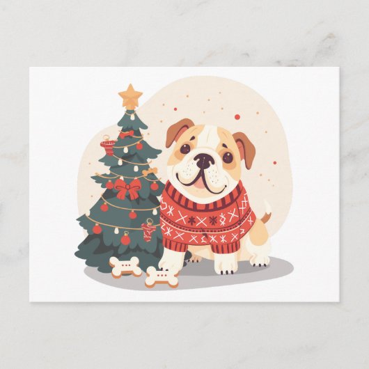 Kerstmis Engelse Bulldog Kersttrui Feestdagenkaart (Voorkant)