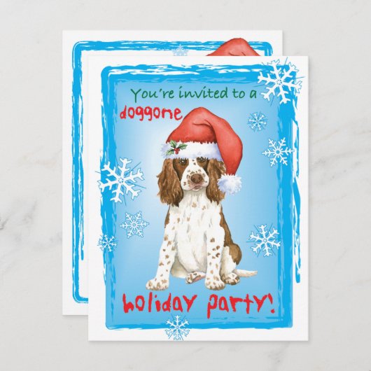Kerstmis Engelse Springer Spaniel Uitnodiging (Voorkant / Achterkant)