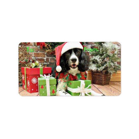 Kerstmis - English Springer Spaniel - Lucy Etiket (Voorkant)