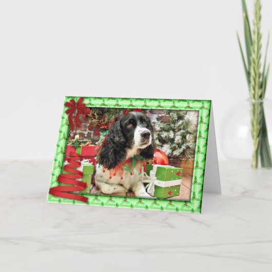 Kerstmis - English Springer Spaniel - Lucy Feestdagen Kaart (Voorkant)
