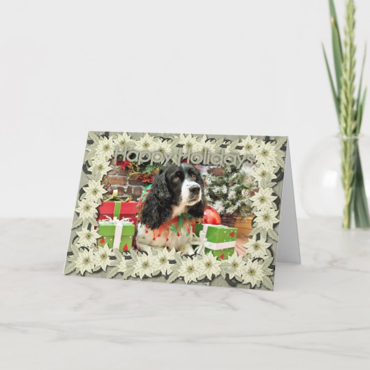 Kerstmis - English Springer Spaniel - Lucy Feestdagen Kaart (Voorkant)