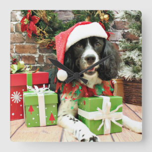 Kerstmis - English Springer Spaniel - Lucy Vierkante Klok