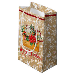 Kerstmis envelop op papieren zak uitzicht klein cadeauzakje