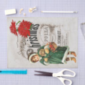 Kerstmis Ephemera Ad Cute girl Puppy Decoupage Tissuepapier (Craft)