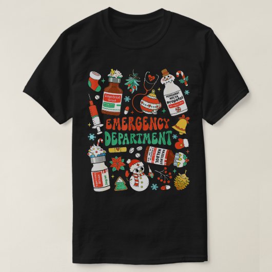 Kerstmis ER Verpleegkundige Noodafdeling ER Ed Nur T-shirt (Design voorkant)