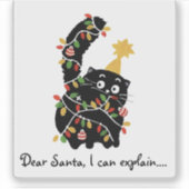 Kerstmis Esthetische Kerstman Kat Schattig Grappig Sticker (Voorkant)