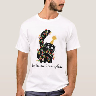 Kerstmis Esthetische Kerstman Kat Schattig Grappig T-shirt