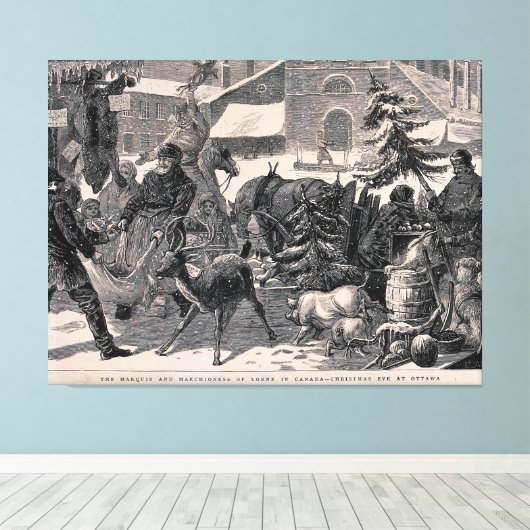 Kerstmis Eve Street Market Ottawa Canada  Canvas Afdruk (Insitu (Houten vloer))