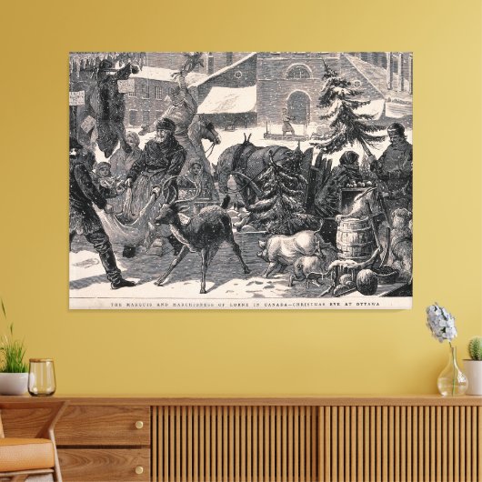 Kerstmis Eve Street Market Ottawa Canada  Canvas Afdruk (Insitu (Woonkamer))