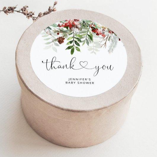 Kerstmis Evergreen bedankt Ronde Sticker