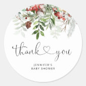 Kerstmis Evergreen bedankt Ronde Sticker (Voorkant)