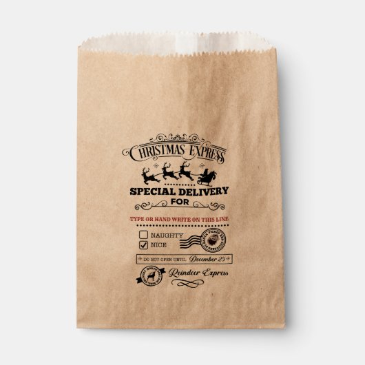 Kerstmis Express Speciale Levering NICE Treat Bedankzakje (Voorkant)