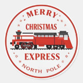 Kerstmis Express Trein | Noordpool Ronde Sticker (Voorkant)