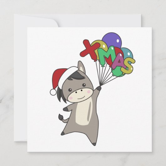 Kerstmis Ezel Kerst Ezel Winter Dieren Kaart (Voorkant)