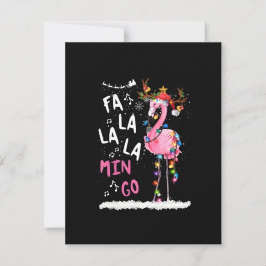 Kerstmis - Fa-La-La Mingo Flamingo Met Kerst Kaart (Voorkant)