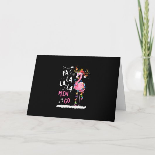 Kerstmis - Fa-La-La Mingo Flamingo Met Kerst Kaart (Voorkant)