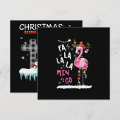 Kerstmis - Fa-La-La Mingo Flamingo Met Kerstmis Kaart (Voorkant / Achterkant)