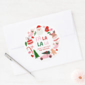 Kerstmis Fa La La Rood en Groen Ronde Sticker (Envelop)