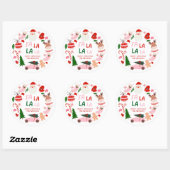Kerstmis Fa La La Rood en Groen Ronde Sticker (Vel)