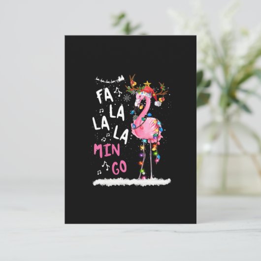 Kerstmis: Fa-La Mingo Flamingo met Kerstmis Bedankkaart (Staand voorkant)