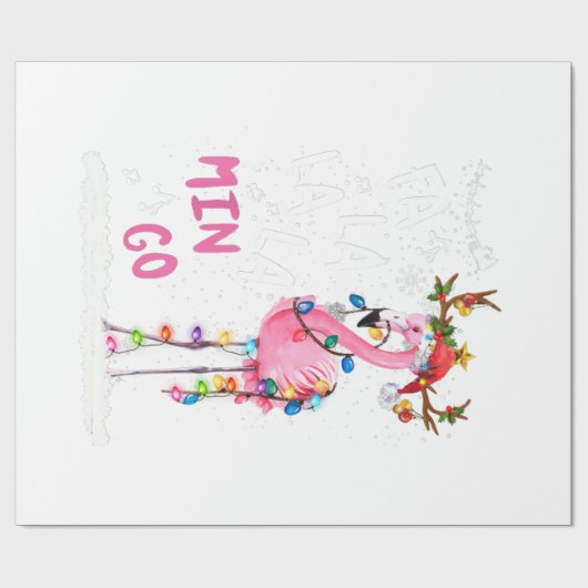 Kerstmis: Fa-La Mingo Flamingo met Kerstmis Cadeaupapier (Vlak)