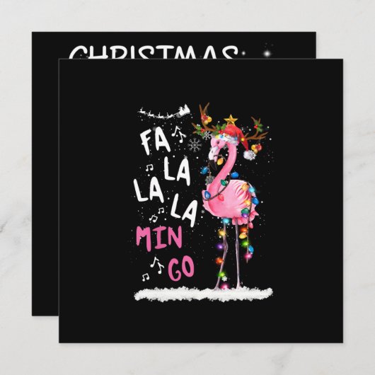 Kerstmis: Fa-La Mingo Flamingo met Kerstmis Kaart (Voorkant / Achterkant)