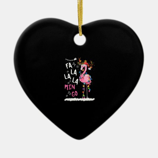 Kerstmis: Fa-La Mingo Flamingo met Kerstmis Keramisch Ornament (Voorkant)