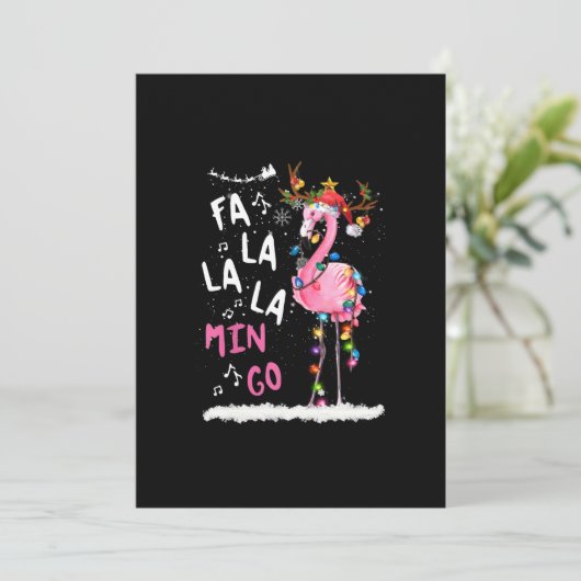 Kerstmis: Fa-La Mingo Flamingo met Kerstmis Save The Date (Staand voorkant)
