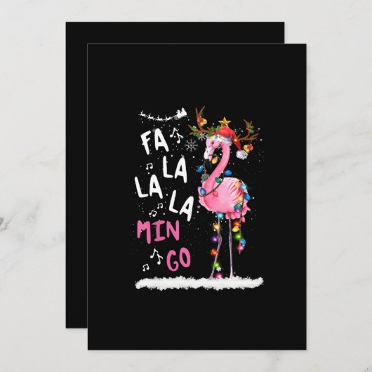 Kerstmis: Fa-La Mingo Flamingo met Kerstmis Save The Date (Voorkant / Achterkant)