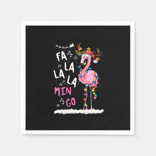Kerstmis: Fa-La Mingo Flamingo met Kerstmis Servet (Voorkant)