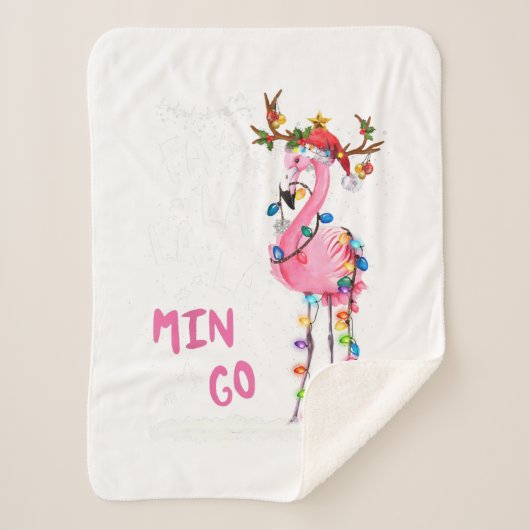 Kerstmis: Fa-La Mingo Flamingo met Kerstmis Sherpa Deken (Voorkant)
